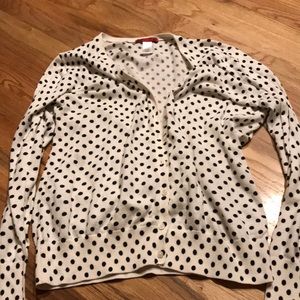 Vintage, white and black polka dots cardigan